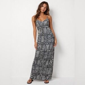 O'neill  Black & White Aztec Print Cotton Maxi Dress - Size Small NWOT